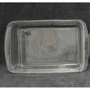 LIBBEY Clear Glass Rectangle Casserole Pan Raised Ring Made Mexico 13.75" x 9.5"